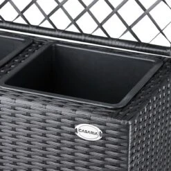 Casaria Polyrattan Plantenbak - Met Klimoprek - 3 Bakken Zwart -Buitentuinwinkel 1200x1200 790