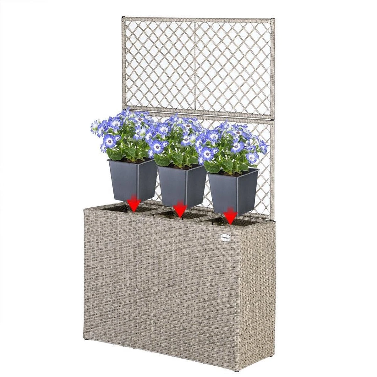 Casaria Polyrattan Bloembak – 3 Bakken Klimophek - Crème 6 Casaria Polyrattan Bloembak – 3 Bakken Klimophek - Crème - Afbeelding 4