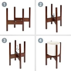 LifeGoods Planten Standaard - Uitschuifbare Bloempothouder - 20 Tot 30 Cm - Donker Bamboe -Buitentuinwinkel 1200x1200 814