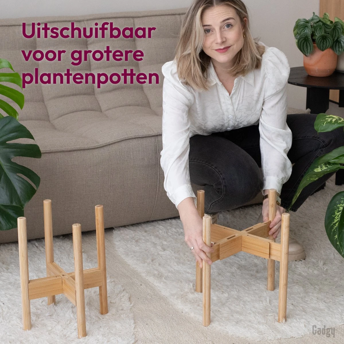 Gadgy Bamboe Plantenstandaard 2 St - Plantentafel - Plantentafeltje Voor Binnen - Plantenrek - Uitschuifbaar - Hout - Ø 20 Tot 30 Cm 5 Gadgy Bamboe Plantenstandaard 2 St - Plantentafel - Plantentafeltje Voor Binnen - Plantenrek - Uitschuifbaar - Hout - Ø 20 Tot 30 Cm - Afbeelding 3