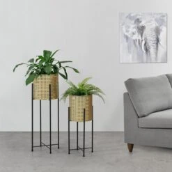 Bloempot Op Standaard Mol Set Van 2 Zwart En Goud -Buitentuinwinkel 1200x1200 913