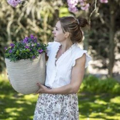 Capi Europe - Bloempot Bol Waste Rib NL - 43x41 - Terrazzo Beige - Voor Binnen En Buiten - KTBR933 -Buitentuinwinkel 1200x1200 918