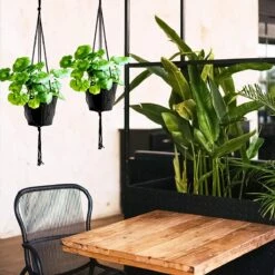 9 Stuks Zwart Macrame Plantenhangers - Boho Handgeweven Katoen Hangpot Voor Binnen/Buiten - Hangende Bloempot Met Kralen - Macramé Touw/Koord Hangplant Houder - Bohemian Wandhanger Decoratie - Plant Hanger - Verticale Tuin Bloempothouder Planthanger -Buitentuinwinkel 1200x1200 955