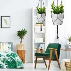 9 Stuks Zwart Macrame Plantenhangers - Boho Handgeweven Katoen Hangpot Voor Binnen/Buiten - Hangende Bloempot Met Kralen - Macramé Touw/Koord Hangplant Houder - Bohemian Wandhanger Decoratie - Plant Hanger - Verticale Tuin Bloempothouder Planthanger -Buitentuinwinkel 1200x1200 957