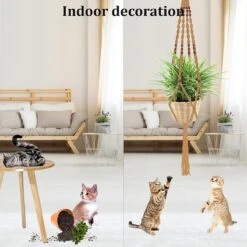 4 Stuks Luxe Jute Plantenhangers - Boho Handgeweven Katoen Hangpot Voor Binnen/Buiten - Hangende Bloempot Met Kralen - Macramé Touw/Koord Hangplant Houder - Bohemian Wandhanger Decoratie - Plant Hanger - Verticale Tuin Bloempothouder Planthanger -Buitentuinwinkel 1200x1200 999