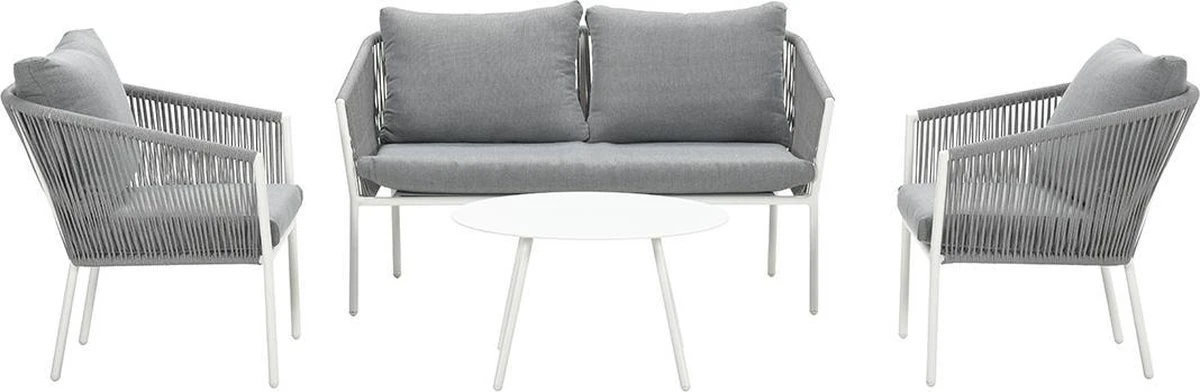 Garden Impressions Fleurie Loungeset 4-delig - Rope - Mat Wit/ Licht Grijs 3 Garden Impressions Fleurie Loungeset 4-delig - Rope - Mat Wit/ Licht Grijs