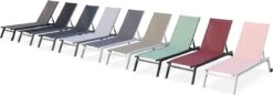 ELSA - Set Van 2 Ligstoelen Van Aluminium En Textileen, Ligbed Multipositioneel Met Wieltjes, Kleur Wit/taupe -Buitentuinwinkel 1200x418 2