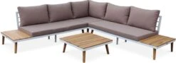 Alice's Garden Loungeset Buenos Aires - 5 Plaatsen - Aluminium En FSC Acacia - Wit/Taupe