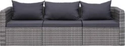 VidaXL 3-delige Loungeset Met Kussens Poly Rattan Grijs -Buitentuinwinkel 1200x442 4