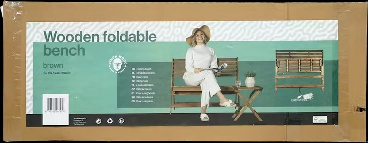 Merkloos Inklapbare Houten Tuinbank 5 Merkloos Inklapbare Houten Tuinbank - Afbeelding 3