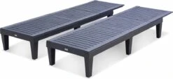 Set Van 2 Ligstoelen, PIA, Ligstoel Met Verschillende Standen, Van Kunststof, Zwart -Buitentuinwinkel 1200x552 6