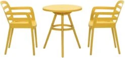 Garden Impressions Mira 3-delige Balkonset - Faria Tuintafel Ø 60 Cm - Okergeel