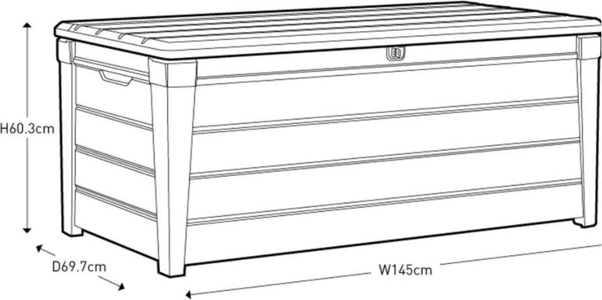Keter Brightwood Opbergbox - 455L - 145x69,7x60,3 Cm - Grafiet 13 Keter Brightwood Opbergbox - 455L - 145x69,7x60,3 Cm - Grafiet - Afbeelding 11