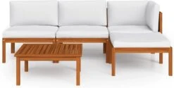 Decoways - 5-delige Loungeset Met Kussens Massief Acaciahout Crèmekleurig -Buitentuinwinkel 1200x607 3
