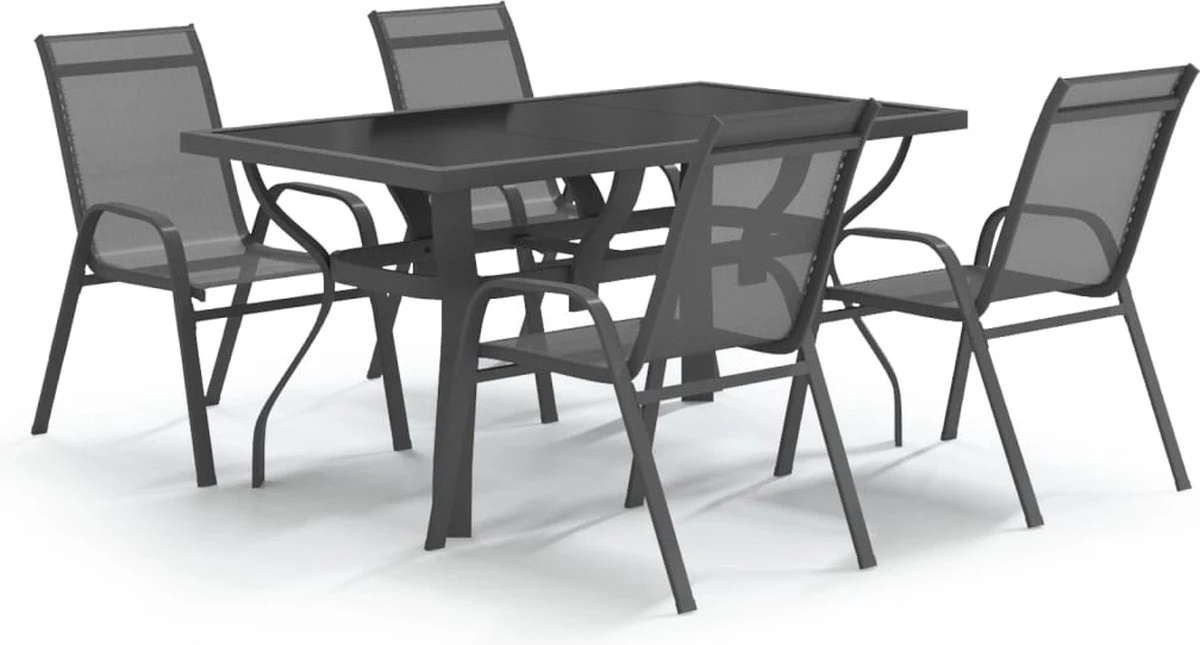VidaXL 5-delige Tuinset Grijs En Zwart 5 VidaXL 5-delige Tuinset Grijs En Zwart - Afbeelding 3