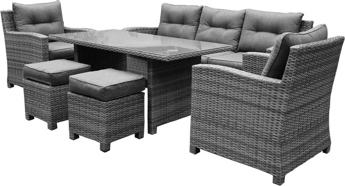 New Castle Stoel-bank Dining Loungeset 6-delig Antraciet 3 New Castle Stoel-bank Dining Loungeset 6-delig Antraciet
