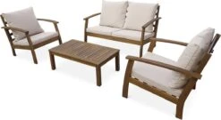 Houten Loungeset 4 Plaatsen - Ushuaïa -ecru Kussens, Bank, Fauteuils En Lage Tafel Van Acacia, Design -Buitentuinwinkel 1200x655 9