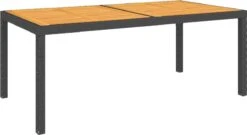 VidaXL Tuintafel 150x90x75 Cm Poly Rattan En Acaciahout Zwart -Buitentuinwinkel 1200x656 5