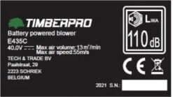 TIMBERPRO - Bladblazer Elektrisch 40V, ZEER Krachtig (incl. 4A Batterij En Incl. Lader) -Buitentuinwinkel 1200x676 5
