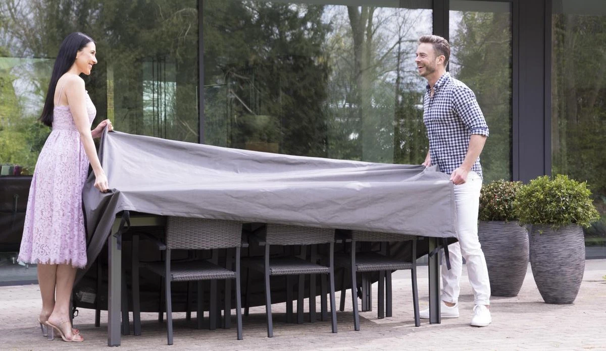 Weersbestendige Beschermhoes Tuinset | 245 X 150 X 95 Cm | Premium | Waterproof | TÜV Rheinland Gecertificeerd | Hoes Voor Tuin | Waterdicht | Solution Dyed (verkleuring Onmogelijk) | Grijs / Antraciet 8 Weersbestendige Beschermhoes Tuinset | 245 X 150 X 95 Cm | Premium | Waterproof | TÜV Rheinland Gecertificeerd | Hoes Voor Tuin | Waterdicht | Solution Dyed (verkleuring Onmogelijk) | Grijs / Antraciet - Afbeelding 6