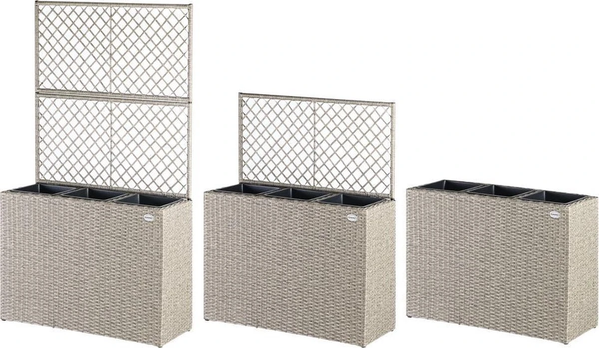 Casaria Polyrattan Bloembak – 3 Bakken Klimophek - Crème 10 Casaria Polyrattan Bloembak – 3 Bakken Klimophek - Crème - Afbeelding 8