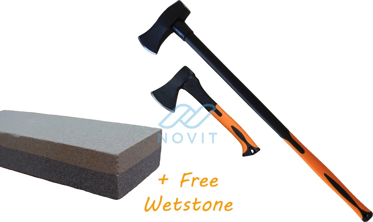 Novit Bijl - Kloofbijl & Handbijl + GRATIS Wetsteen Slijpsteen - Bijlen Set 3 + 0.6kg 3 Novit Bijl - Kloofbijl & Handbijl + GRATIS Wetsteen Slijpsteen - Bijlen Set 3 + 0.6kg