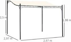 Outsunny Pergola Partytent Paviljoen Overkapping Tent Metaal Crème 297x297 Cm 84C-038 -Buitentuinwinkel 1200x717 8