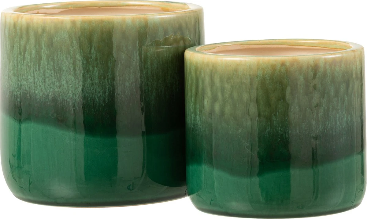 J-Line Bloempot Elise Keramiek Groen Large 6 J-Line Bloempot Elise Keramiek Groen Large - Afbeelding 4