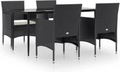 VidaXL 5-delige Tuinset Met Kussens Zwart -Buitentuinwinkel 1200x723 10