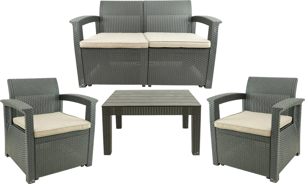 MaxxGarden Rattan Loungeset - 4 Persoons Zithoek - Design Wicker Tuinset 3 MaxxGarden Rattan Loungeset - 4 Persoons Zithoek - Design Wicker Tuinset