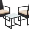 Hoppa! Tuinmeubelset. Set Van 3. Gemaakt Van Polyrattan. Voor Buiten. Terras. Balkon. Tuin. Eenvoudige Montage. Bijzettafel En 2 Stoelen. Zwart-beige -Buitentuinwinkel 1200x731 4