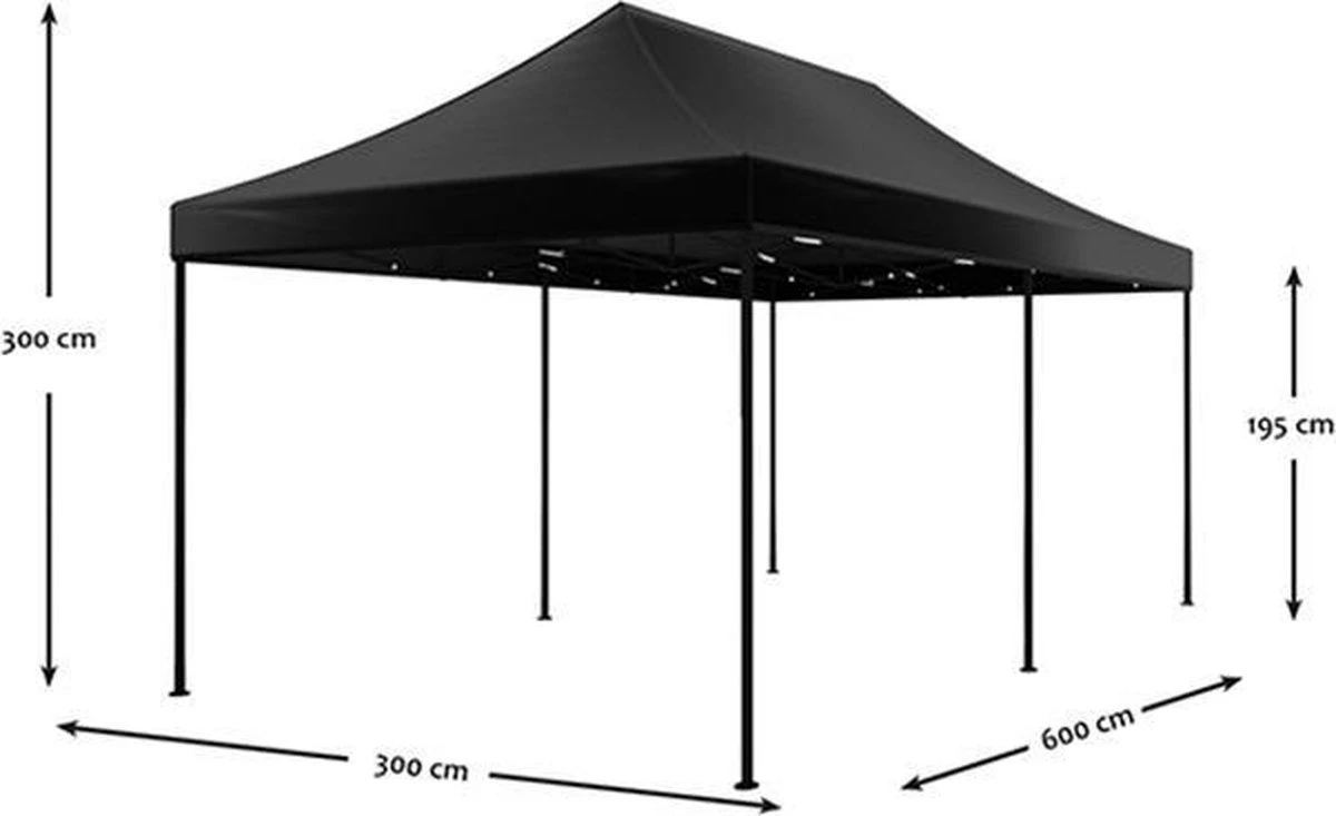 Easy Up 3x6m Zwart Luxe Partytent Opvouwbaar 8 Easy Up 3x6m Zwart Luxe Partytent Opvouwbaar - Afbeelding 6
