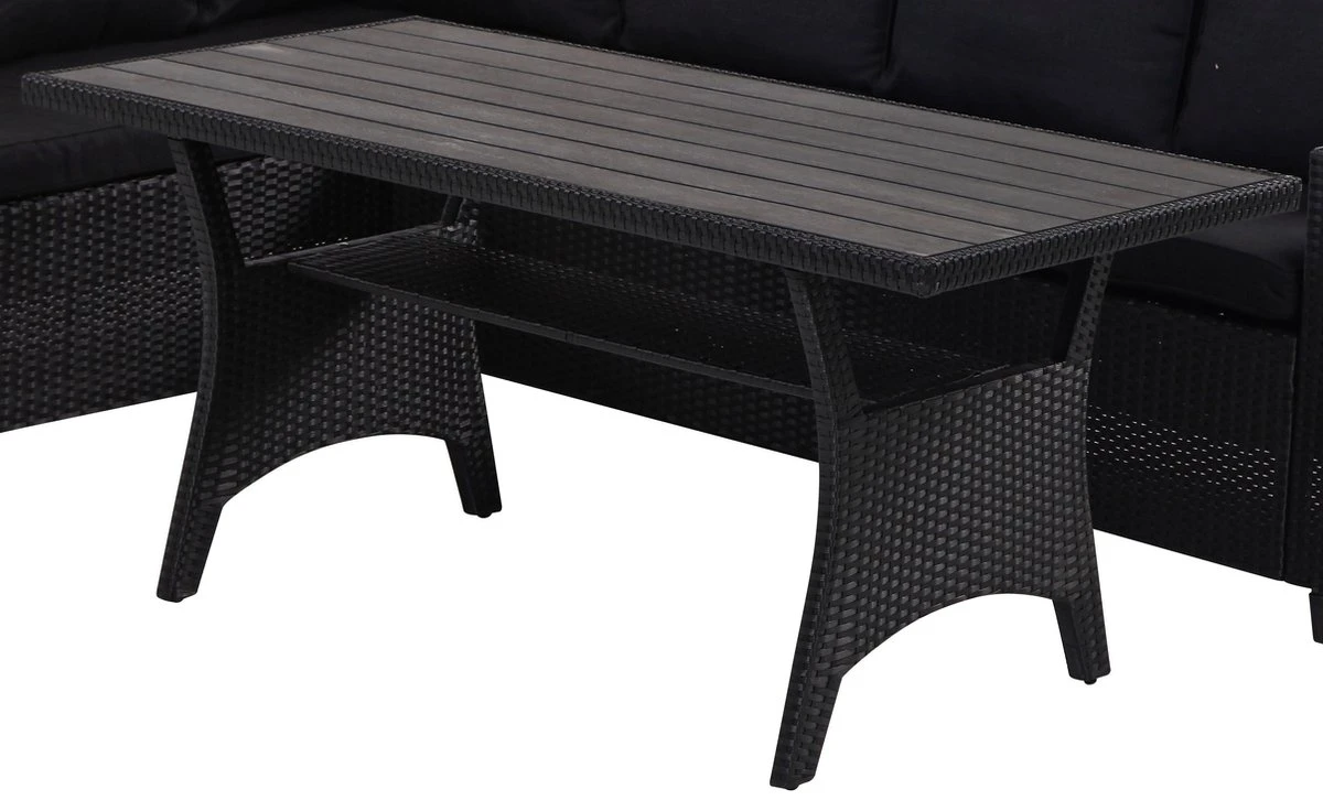 Rotan Loungeset Zwart 6 Pers Eettafel Kussens Weerbestendige Hoeklounge 5 Rotan Loungeset Zwart 6 Pers Eettafel Kussens Weerbestendige Hoeklounge - Afbeelding 3