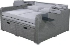 Polyrattan Patio Rieten Meubels Set Voor 2 Personen-Outdoor Rattan Sofa Set Met Intrekbare Luifel-lounge Bank-PE Rotan Loveseat Voor Achtertuin Veranda Tuin Zwembad Balkon-grijs -Buitentuinwinkel 1200x769 6