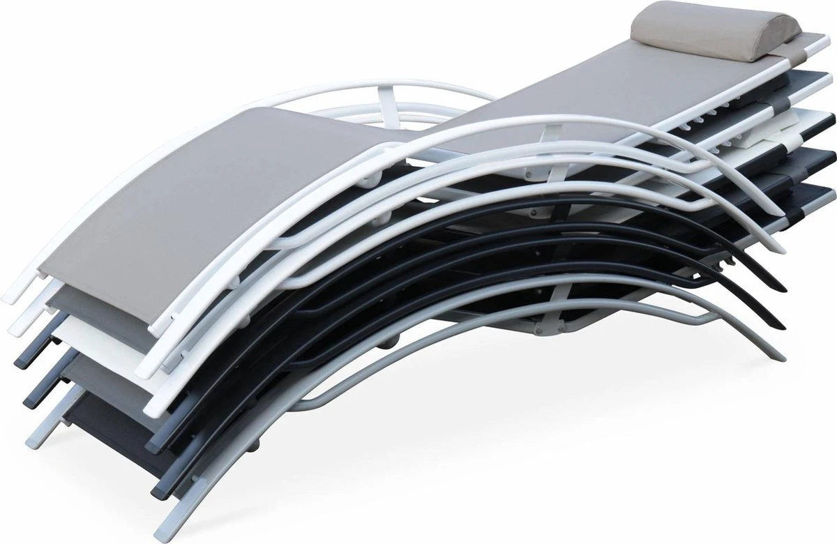 Alice's Garden Louisa Ligstoelen - Aluminium/Textileen - 1,67 M - Antraciet/Grijs 6 Alice's Garden Louisa Ligstoelen - Aluminium/Textileen - 1,67 M - Antraciet/Grijs - Afbeelding 4