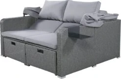 Polyrattan Patio Rieten Meubels Set Voor 2 Personen-Outdoor Rattan Sofa Set Met Intrekbare Luifel-lounge Bank-PE Rotan Loveseat Voor Achtertuin Veranda Tuin Zwembad Balkon-grijs -Buitentuinwinkel 1200x789 10