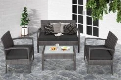 Casaria Polyrattan Loungeset – 2 Stoelen 1 Bank 1 Tafel - Antraciet -Buitentuinwinkel 1200x798 40