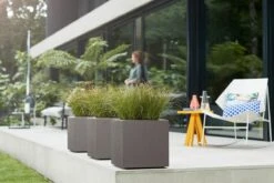 Elho Vivo Structure Finish Vierkant 40 - Plantenbak Voor Binnen & Buiten - Ø 39 X H 41 - Grijs/Warm Grijs -Buitentuinwinkel 1200x800 130