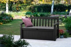 Keter Eden Garden Bench Opbergbank - 265L - 140x60x84cm - Zwart/Grijs -Buitentuinwinkel 1200x800 540