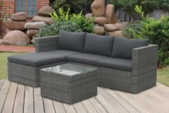 MaxxGarden Loungeset – Rattan Hoekset - 4 Persoons - Incl. Salontafel - Grijs -Buitentuinwinkel 1200x800 857