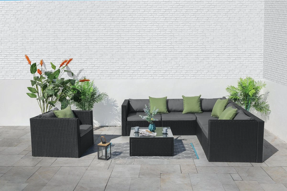 Intimo Garden Levanzo Loungeset – Zwart - 5 Tot 6 Persoons 7 Intimo Garden Levanzo Loungeset – Zwart - 5 Tot 6 Persoons - Afbeelding 5