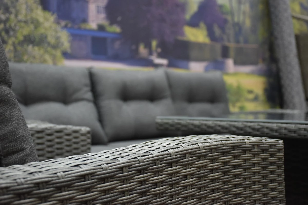 New Castle Stoel-bank Dining Loungeset 6-delig Antraciet 5 New Castle Stoel-bank Dining Loungeset 6-delig Antraciet - Afbeelding 3