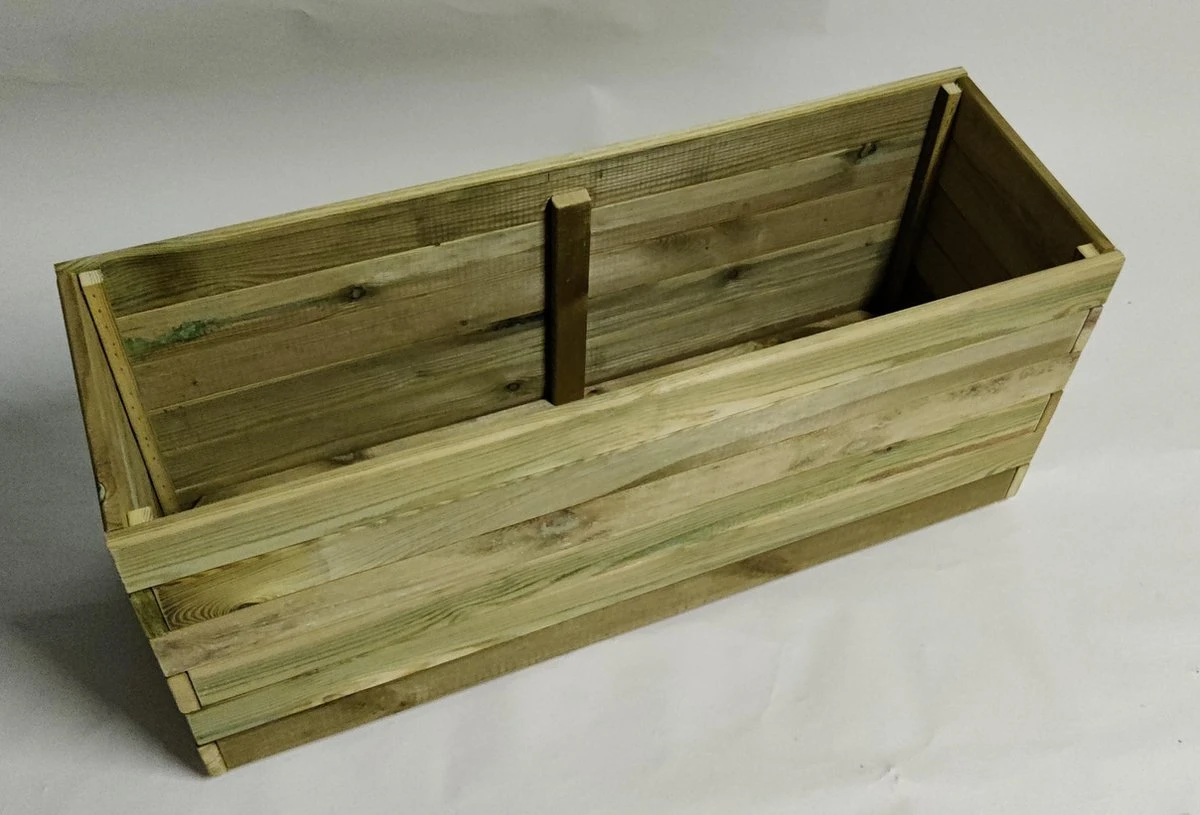 Plantenbak Bloembak Balkonbak Grenen Hout Geïmpregneerd 98x33x43cm - Handgemaakt - Duurzaam - Zwaar 5 Plantenbak Bloembak Balkonbak Grenen Hout Geïmpregneerd 98x33x43cm - Handgemaakt - Duurzaam - Zwaar - Afbeelding 3