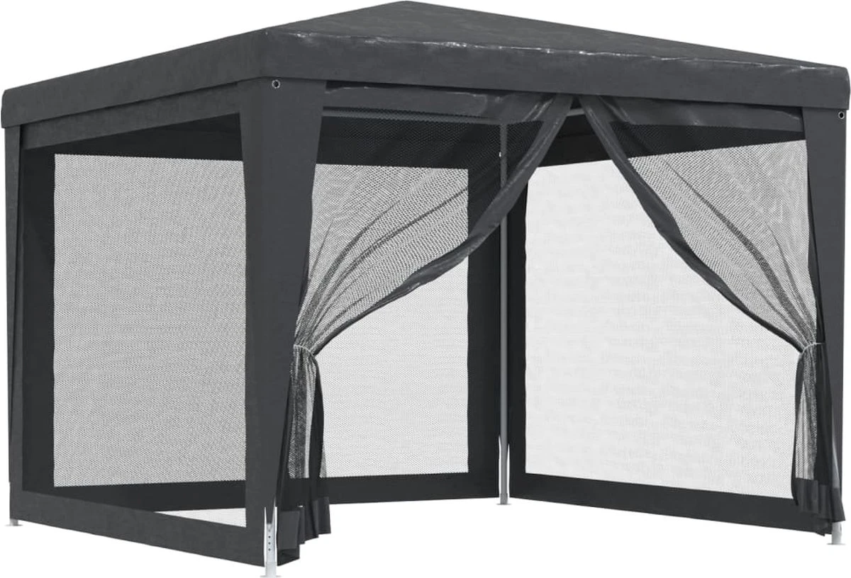 Prolenta Premium Partytent Met 4 Mesh Zijwanden 3x3 M HDPE Antracietkleurig 7 Prolenta Premium Partytent Met 4 Mesh Zijwanden 3x3 M HDPE Antracietkleurig - Afbeelding 5