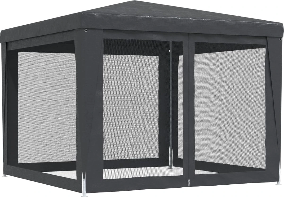 Prolenta Premium Partytent Met 4 Mesh Zijwanden 3x3 M HDPE Antracietkleurig 9 Prolenta Premium Partytent Met 4 Mesh Zijwanden 3x3 M HDPE Antracietkleurig - Afbeelding 7