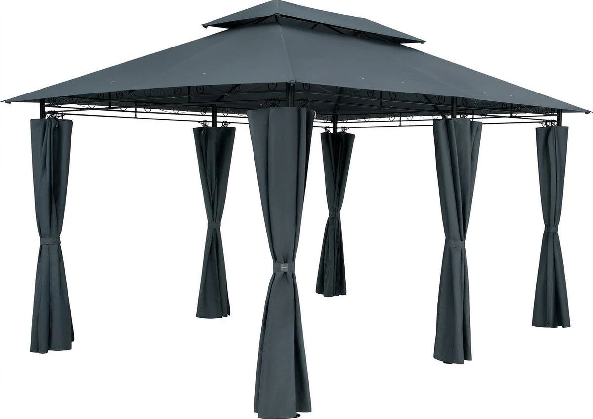 Casaria Paviljoen Topas 3x4m - UV-bescherming 50+ - Antraciet 3 Casaria Paviljoen Topas 3x4m - UV-bescherming 50+ - Antraciet