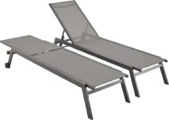 ELSA - Set Van 2 Ligstoelen Van Aluminium En Textileen, Ligbed Multipositioneel Met Wieltjes, Kleur Antraciet/donkergrijs -Buitentuinwinkel 1200x854 8