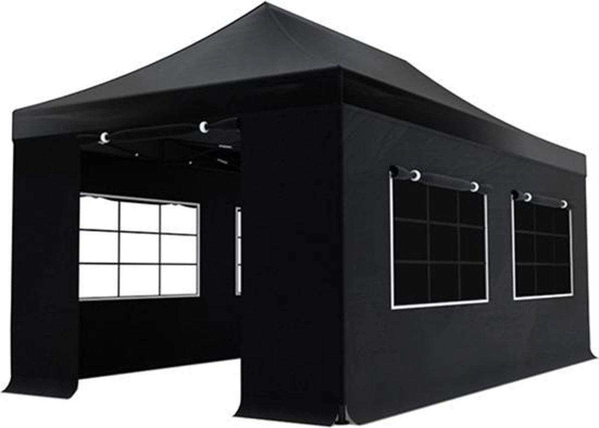 Easy Up 3x6m Zwart Luxe Partytent Opvouwbaar 3 Easy Up 3x6m Zwart Luxe Partytent Opvouwbaar