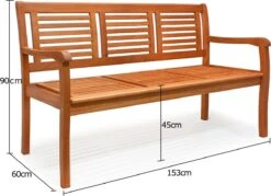 Casaria Tuinbank - FSC®-Gecertificeerd Eucalyptushout - 153cm Bruin -Buitentuinwinkel 1200x872 13