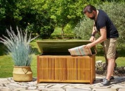 Casaria Opbergbox Acacia Hout – Weerbestendig 115cm - Bruin -Buitentuinwinkel 1200x877 8